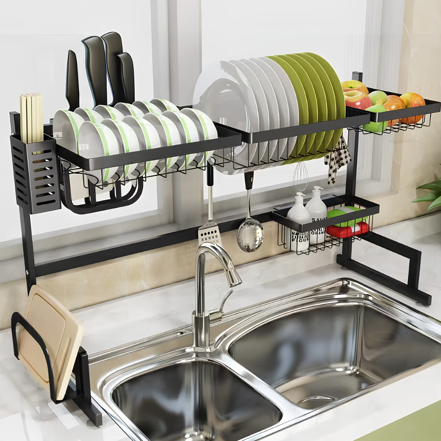 Hamar - 21x13" Kitchen Over-Sink Dish Rack - Black