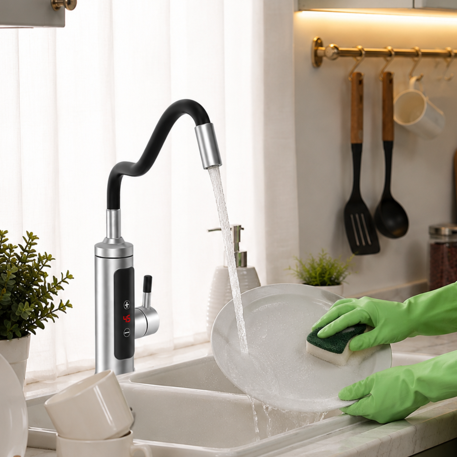 Saimaa - 3000W Instant Electric Heating Tap with LCD Temperature Display