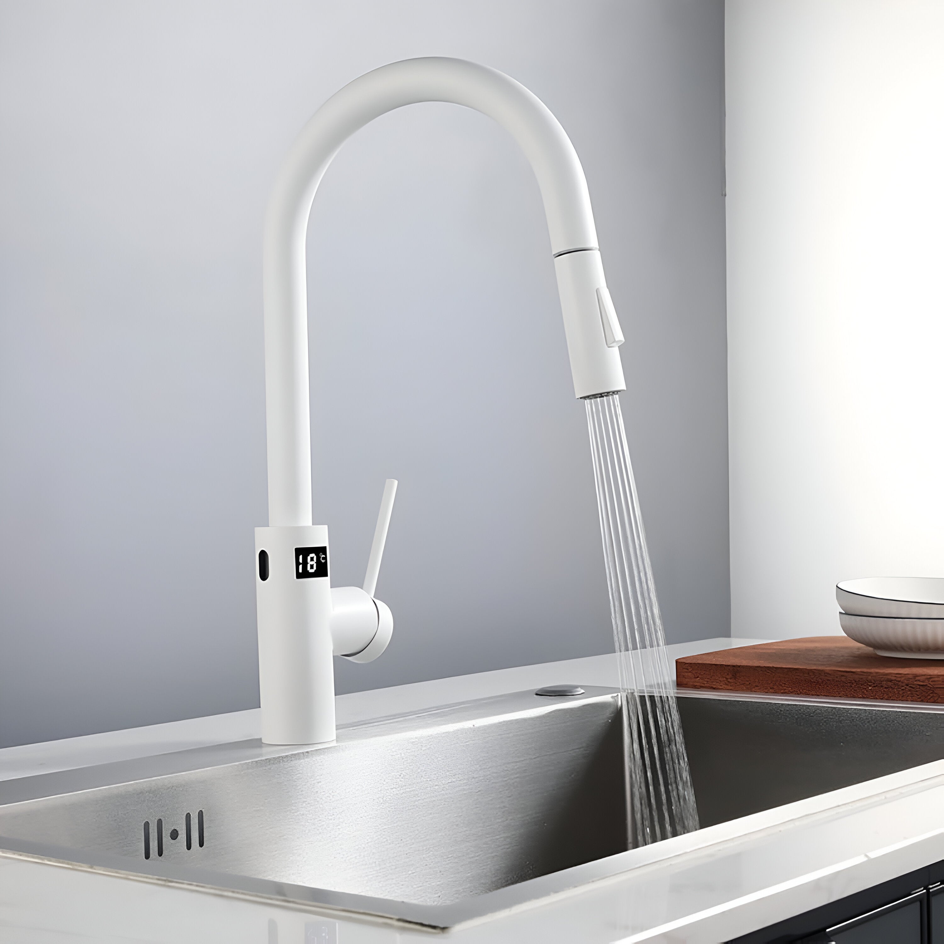 falkenberg smart touchless kitchen faucet display spray
