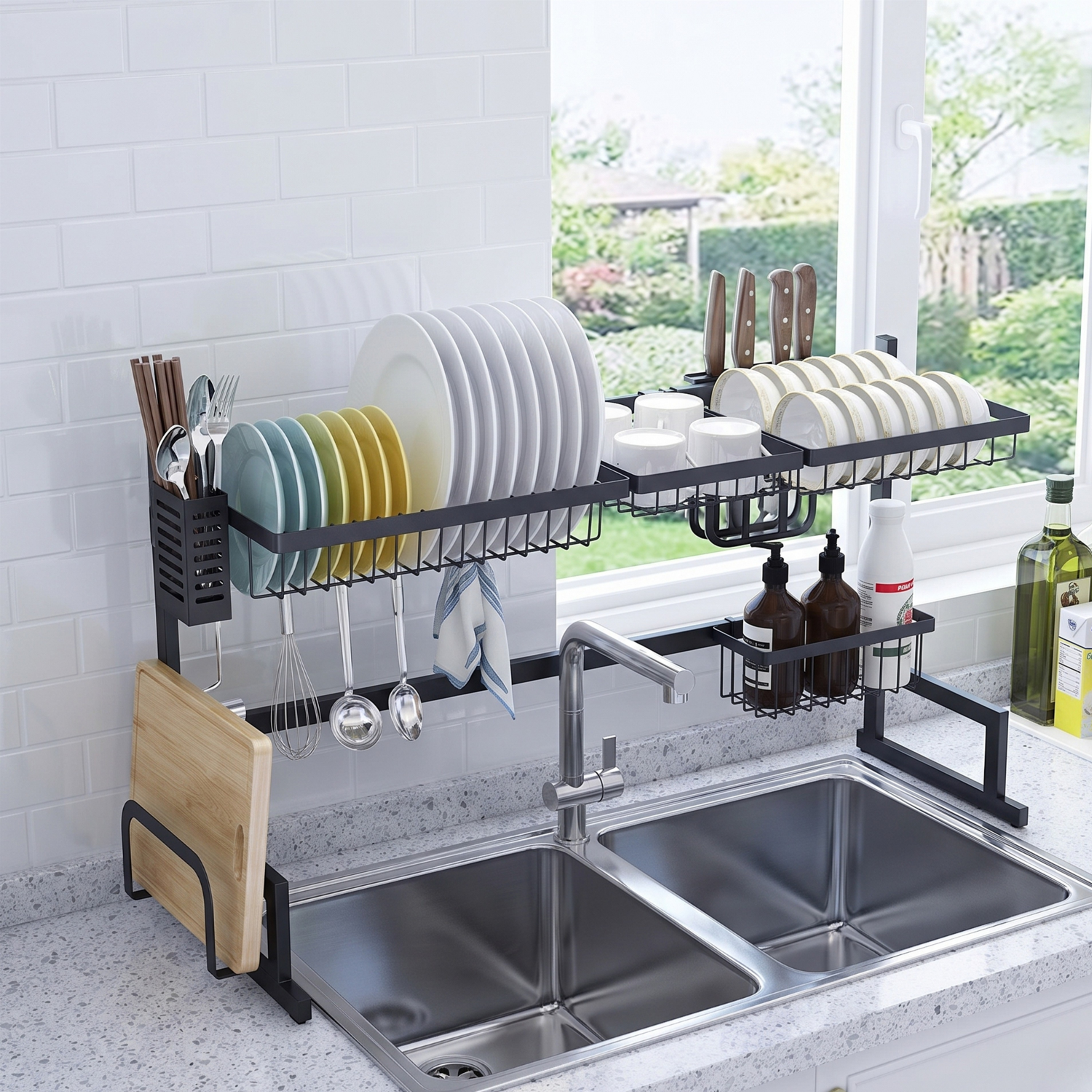 Hamar - 21x13" Kitchen Over-Sink Dish Rack - Black
