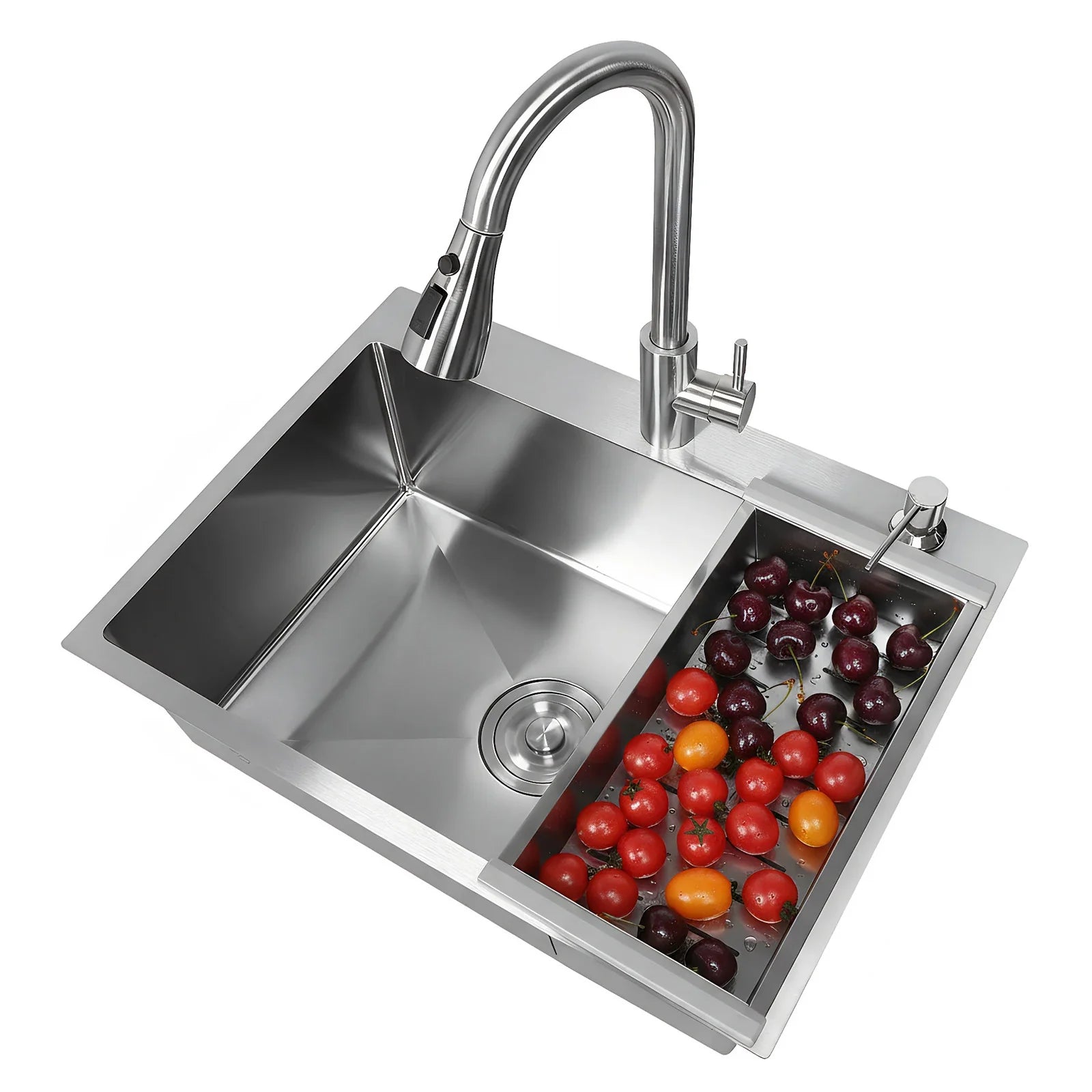 Klopeiner - 23.62" Stainless Steel Undermount Kitchen Sink with Pull-Out Faucet - Single Bowl Workstation Sink for Kitchen, Laundry & Bathroom